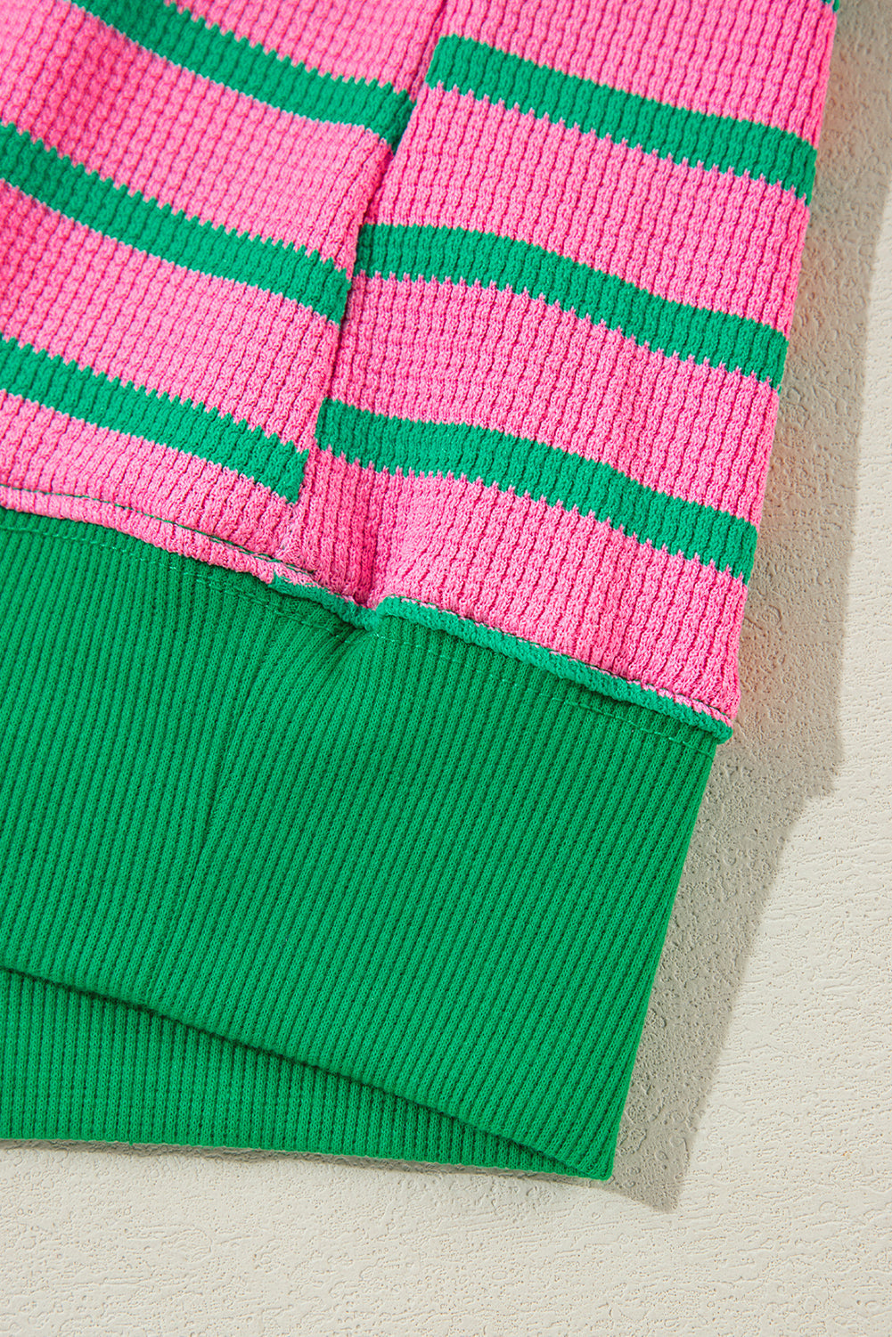 Pink Stripe Waffle Crewneck - Soft Everyday Layer — plus-size sweatshirt, Kothlis