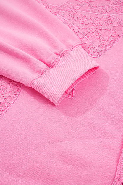 Pink Big-Bow Lace Dolman Sweatshirt — plus-size sweatshirt, Kothlis