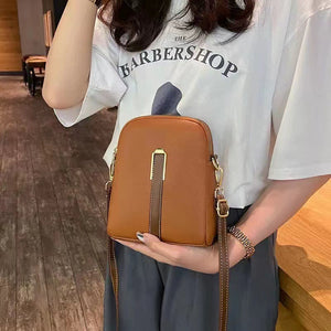 Women's Vertical Soft Leather Crossbody Bag - PU Leather Shoulder Messenger Purse with Card Slots