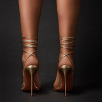 Women's Ankle Strap Stiletto Sandals | Pointed-Toe PU Heels