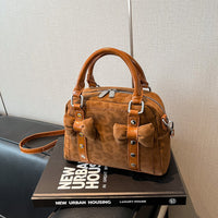 Women's PU Leather Pillow Bag – Crossbody & Handheld Purse with Rivet Detail