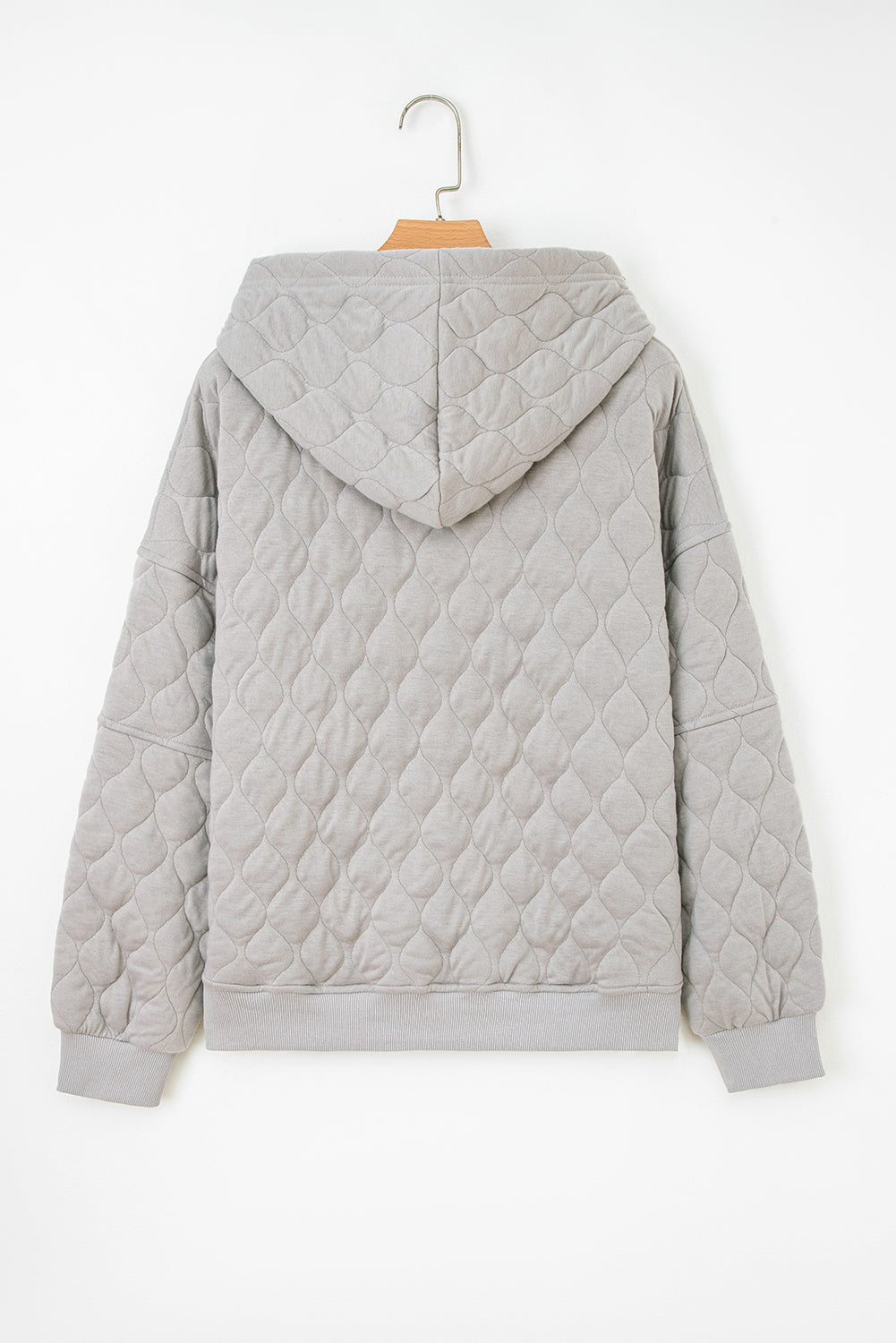 Gray Quilted Quarter-Zip Hoodie — plus-size sweatshirt, Kothlis