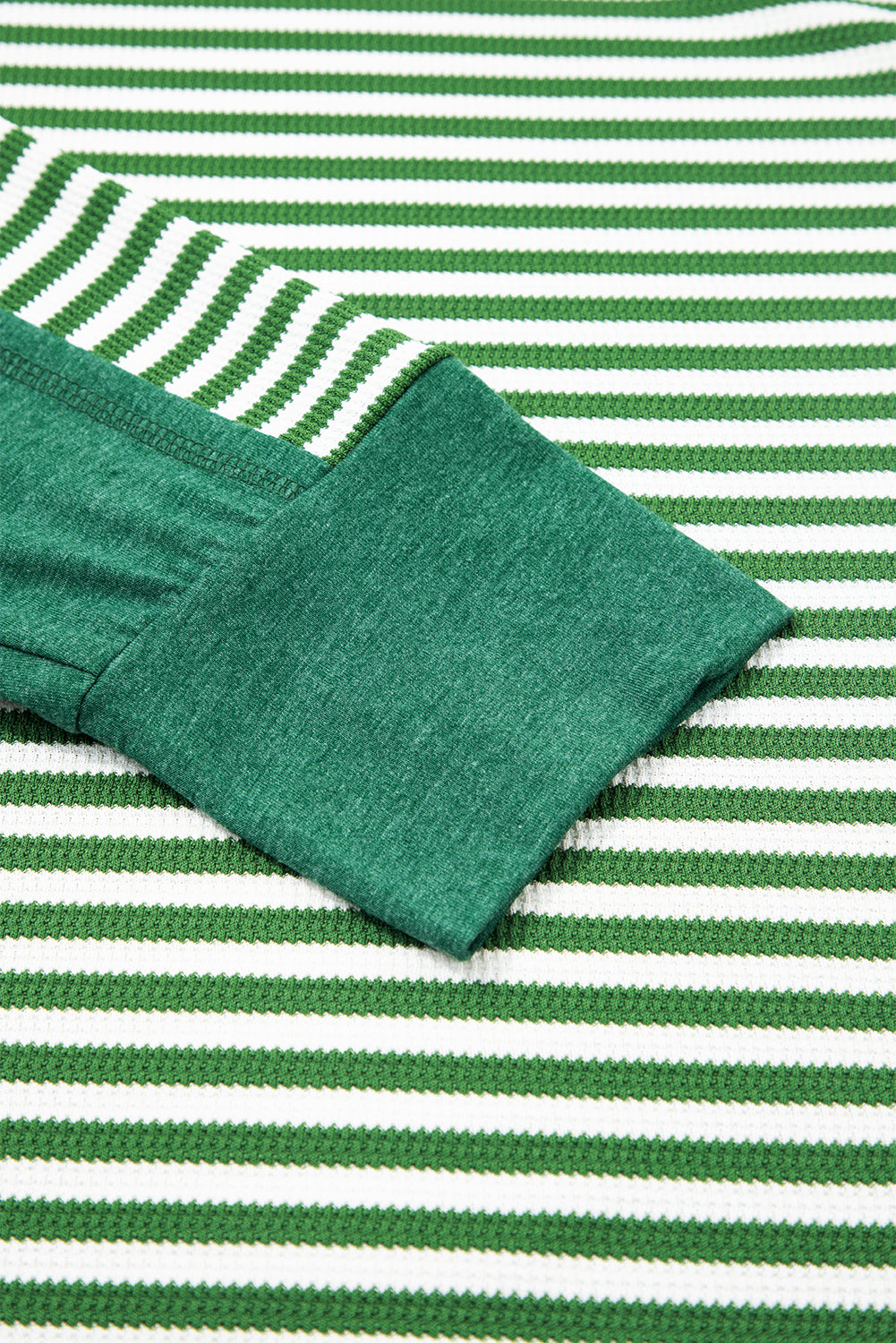 Green Stripe Thermal - Exposed-Seam Patchwork — plus-size long-sleeve top, Kothlis