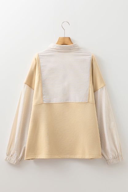 Khaki Stripe Half-Zip - French Terry Comfort — plus-size sweatshirt, Kothlis
