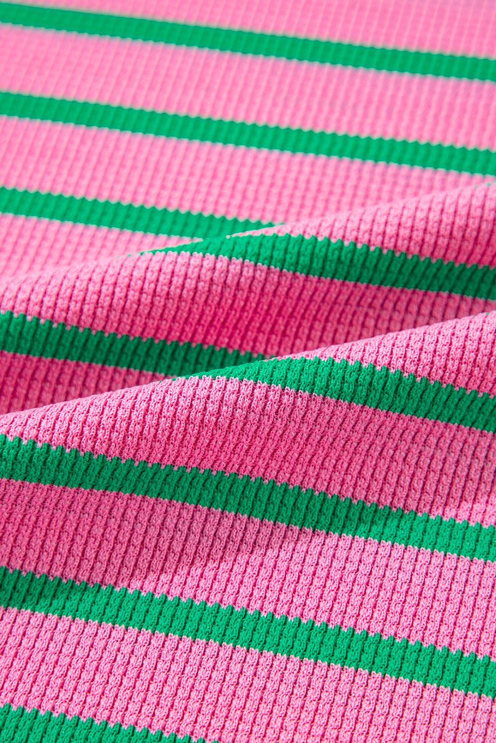 Pink Stripe Waffle Crewneck - Soft Everyday Layer — plus-size sweatshirt, Kothlis
