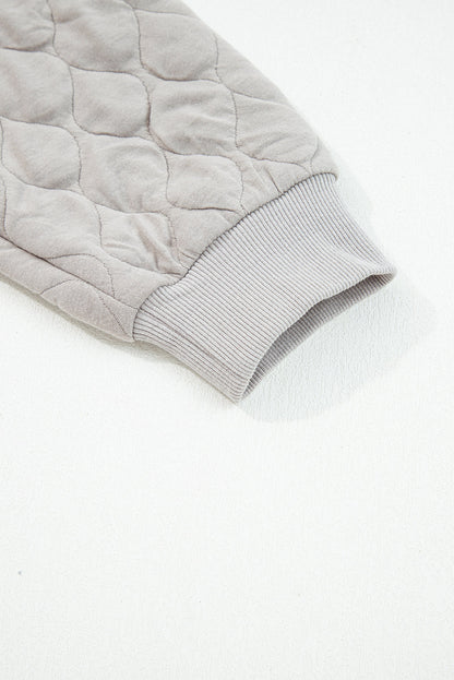Gray Quilted Quarter-Zip Hoodie — plus-size sweatshirt, Kothlis