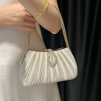 Satin Pleated Evening Bag for Women – Elegant Clutch Purse | Apricot & Black
