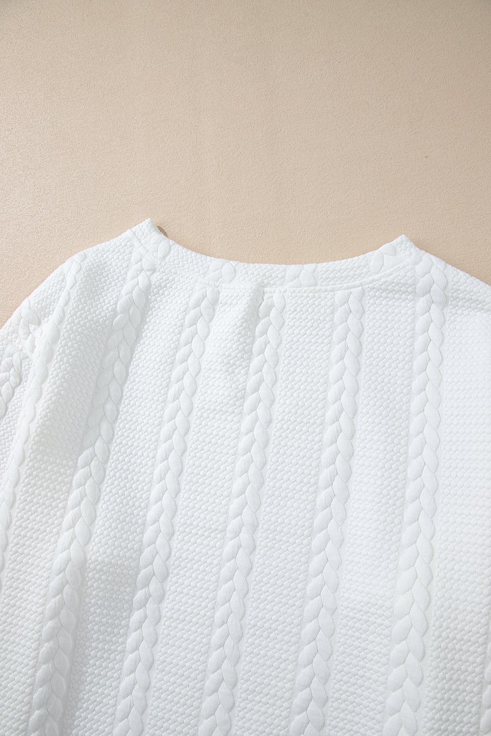 White Cable-Knit Relaxed Sweatshirt — plus-size sweatshirt, Kothlis
