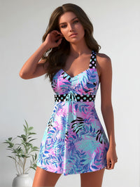 Women's High-Neck Tankini Swimsuit – Adjustable Straps Plus Size