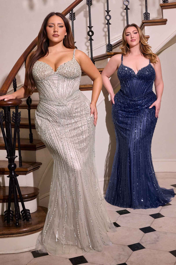 Ladivine — Strapless Beaded Fitted Gown — Ladivine — Strapless Beaded Fitted Gown