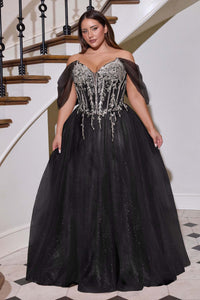 Ladivine CD721C Strapless A-Line Sweetheart Corset Bodice Plus Size Dress