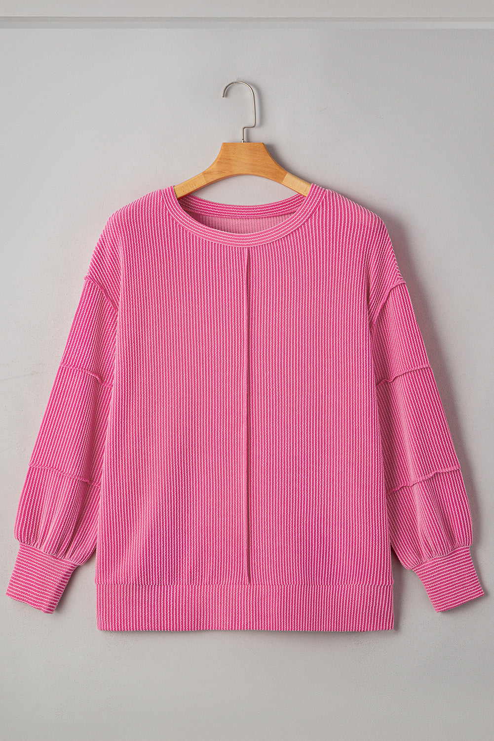 Bonbon Spiral-Rib Exposed-Seam Long Sleeve — plus-size long-sleeve top, Kothlis