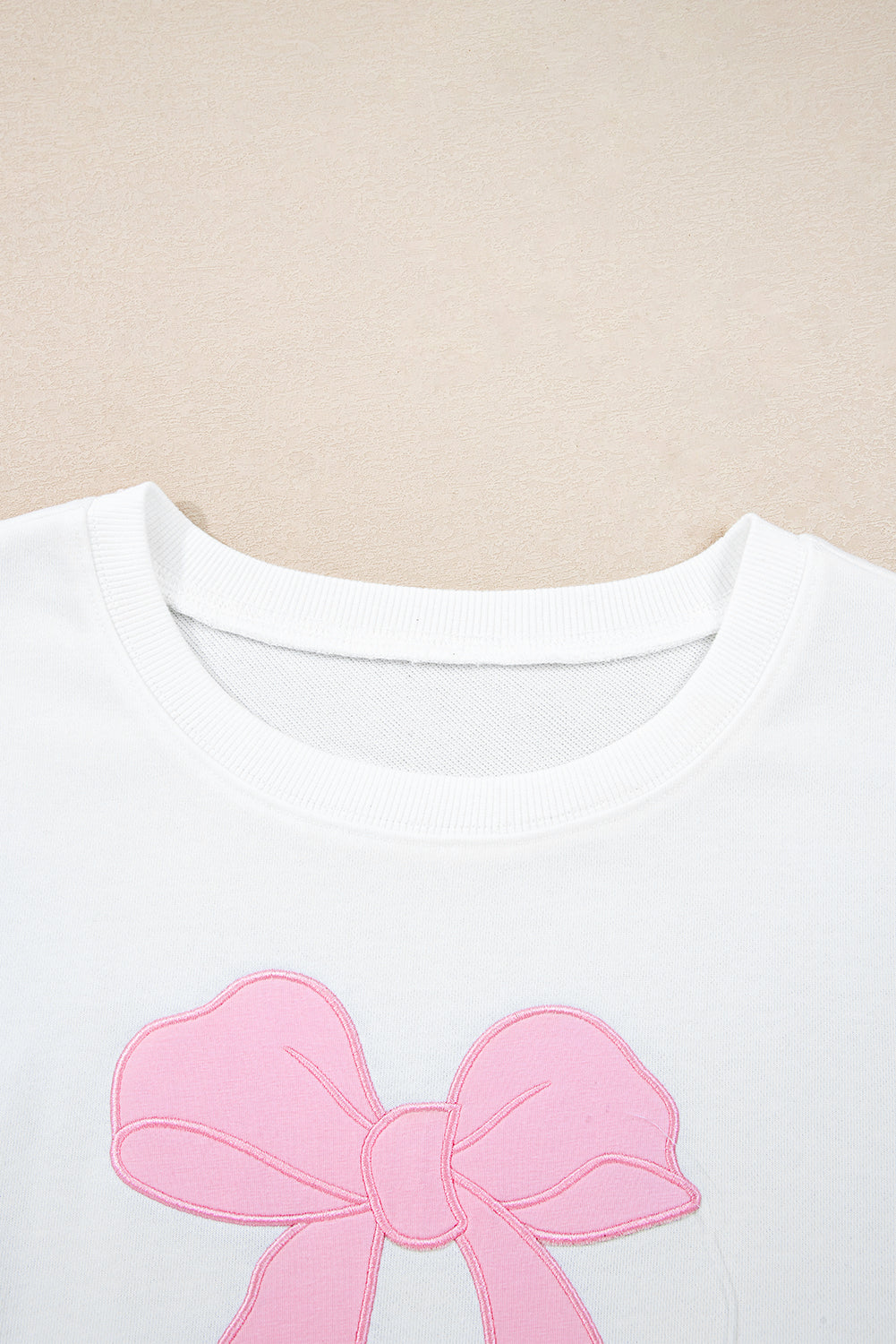 Beige Big-Bow Drop-Shoulder Sweatshirt — plus-size sweatshirt, Kothlis