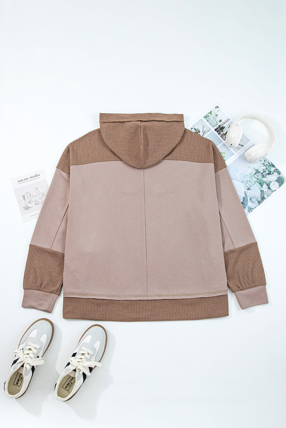 Goat Waffle Patchwork Hoodie - Pocket-Forward — plus-size sweatshirt, Kothlis