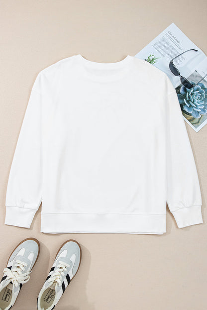 Beige Big-Bow Drop-Shoulder Sweatshirt — plus-size sweatshirt, Kothlis