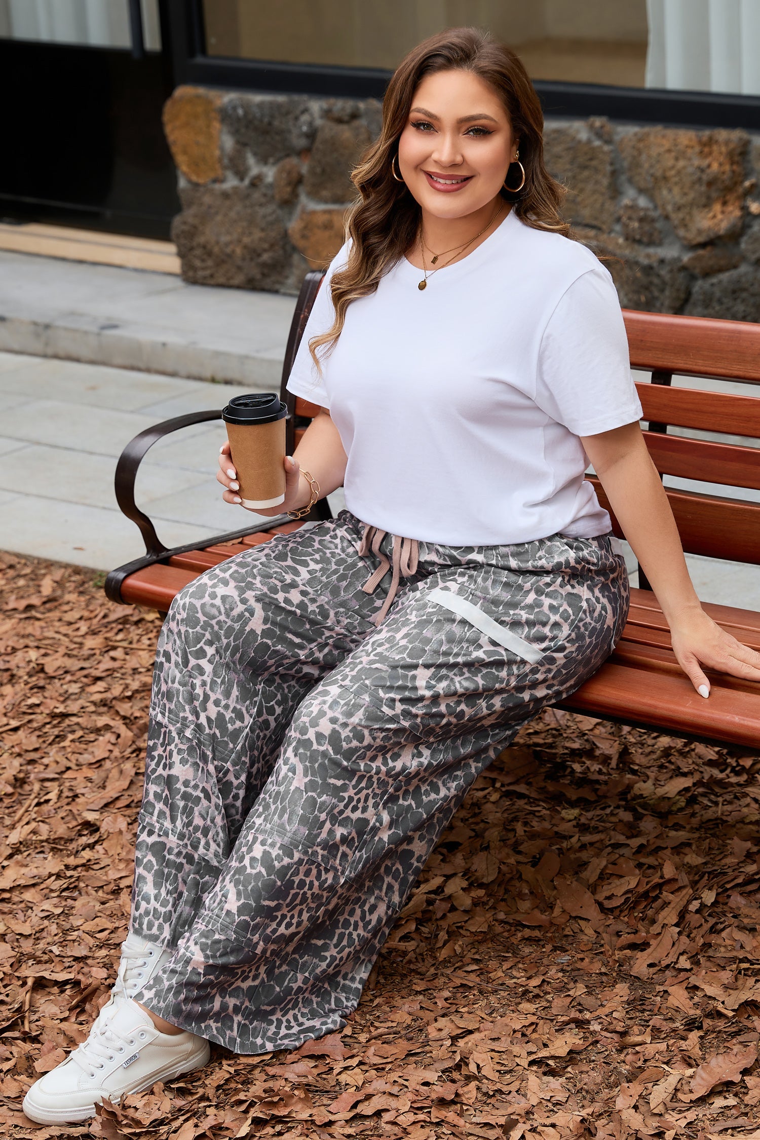 Hadley - Leopard Drawstring Pants — plus-size bottoms, Kothlis