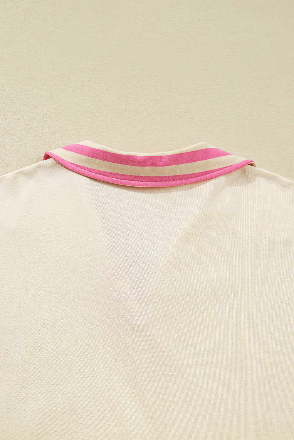 Pink Stripe Polo-Collar Drop-Shoulder Pullover — plus-size sweatshirt, Kothlis