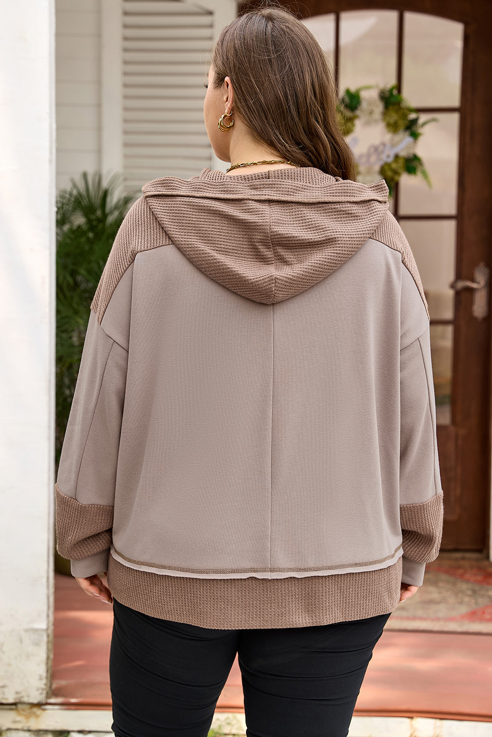 Goat Waffle Patchwork Hoodie - Pocket-Forward — plus-size sweatshirt, Kothlis