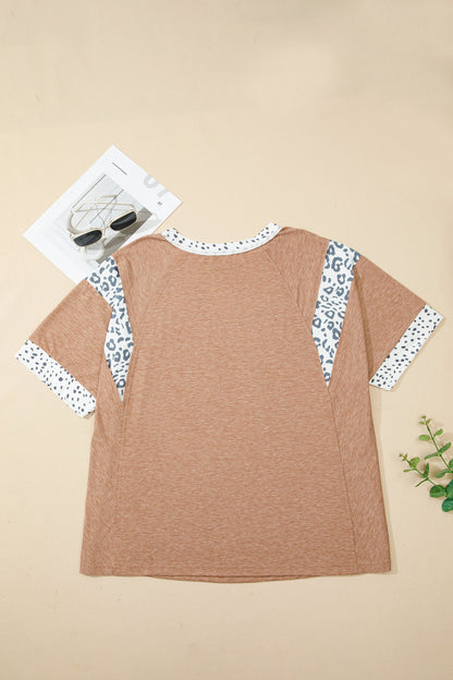 Abigail - Colorblock Patchwork Tee in Chestnut — plus-size top, Kothlis