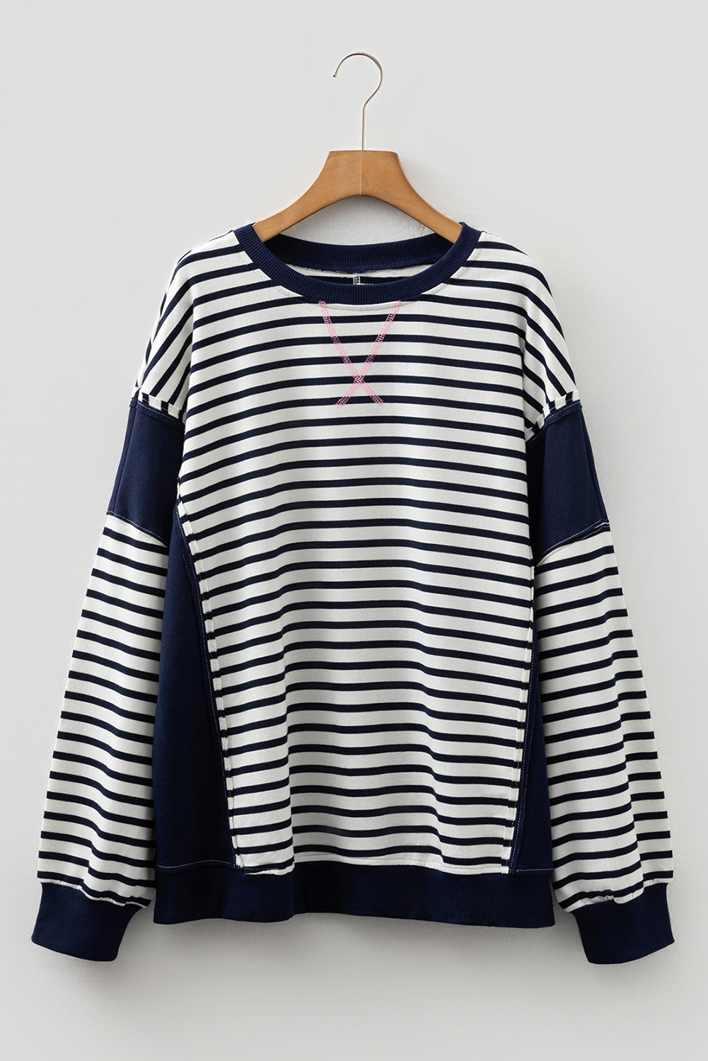 Blue Stripe Colorblock Sweatshirt - Made to Layer — plus-size sweatshirt, Kothlis
