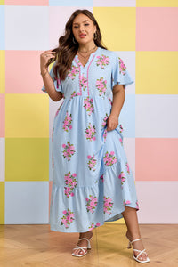 Lucy Print Scalloped Trim PLUS Dress