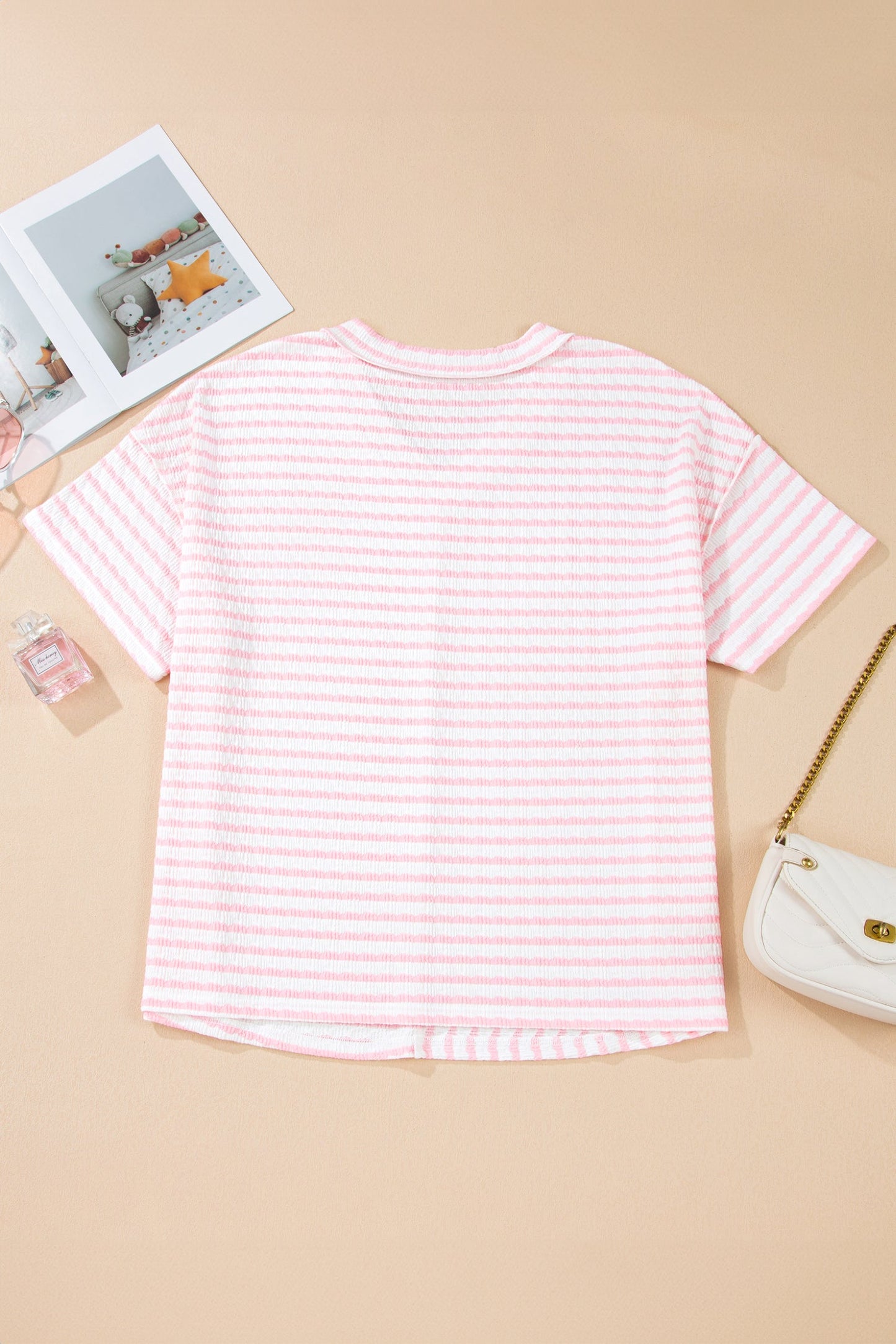 Nora - Striped V-Neck Tee with Seam Detail — plus-size top, Kothlis