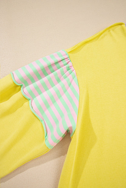 Yellow Stripe Colorblock Crewneck Sweatshirt — plus-size sweatshirt, Kothlis