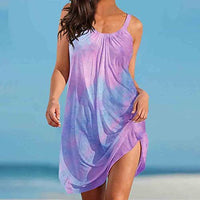 Plus Size Sunflower Print Sleeveless Wrap Dress
