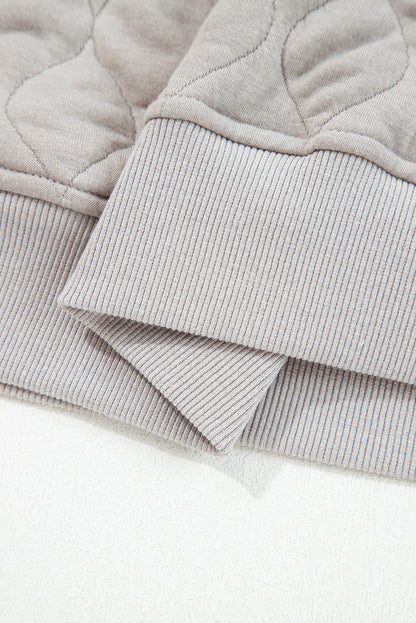 Gray Quilted Quarter-Zip Hoodie — plus-size sweatshirt, Kothlis