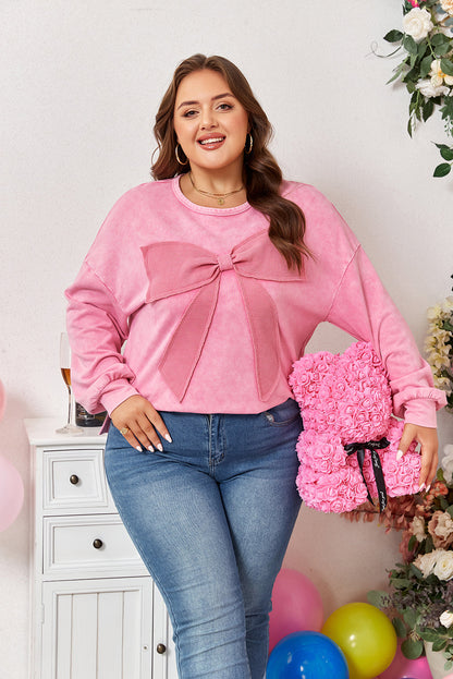 Bonbon Bowknot Waffle Sweatshirt - Mineral Wash — plus-size sweatshirt, Kothlis