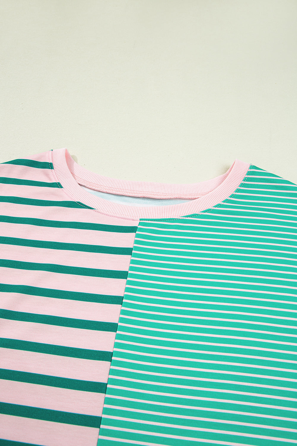 Green Stripe Side-Slit Colorblock Sweatshirt — plus-size sweatshirt, Kothlis