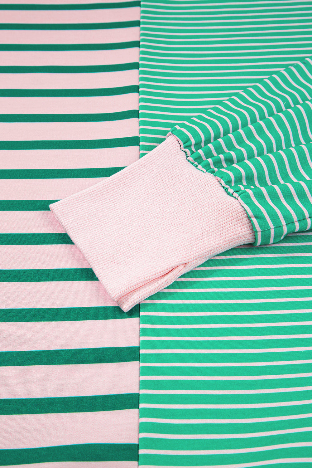 Green Stripe Side-Slit Colorblock Sweatshirt — plus-size sweatshirt, Kothlis