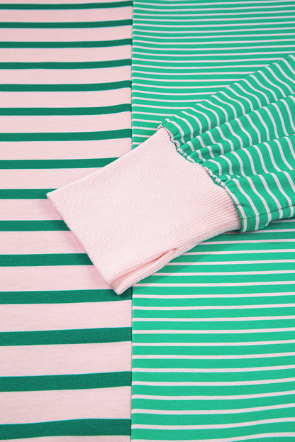 Green Stripe Side-Slit Colorblock Sweatshirt — plus-size sweatshirt, Kothlis