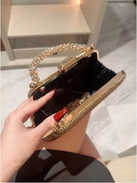 Gold Evening Clutch Bag for Women - Chain Strap Purse for Party & Wedding