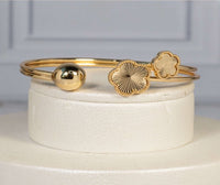 Clover Inspired Cuff Bracelet 18k Gold Plated