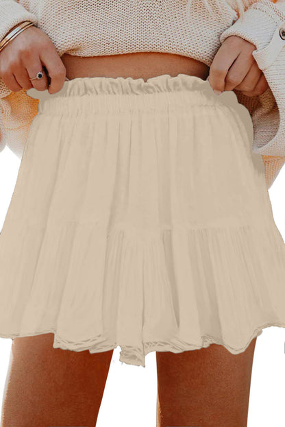 Millie - Ruffled Boho Shorts in Parchment — plus-size bottoms, Kothlis