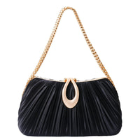 Satin Pleated Evening Bag for Women – Elegant Clutch Purse | Apricot & Black