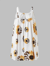 Plus Size Sunflower Print Sleeveless Wrap Dress