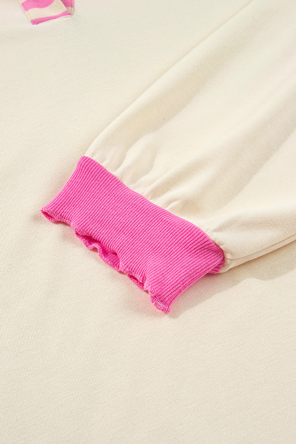 Pink Stripe Polo-Collar Drop-Shoulder Pullover — plus-size sweatshirt, Kothlis
