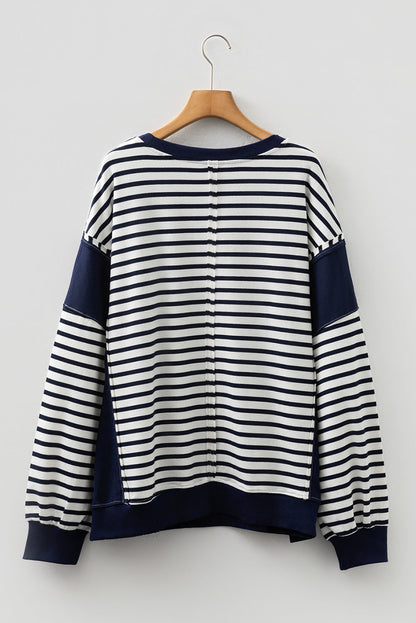 Blue Stripe Colorblock Sweatshirt - Made to Layer — plus-size sweatshirt, Kothlis