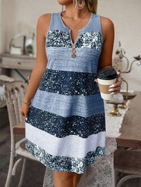 Plus Size Striped Tank Top & Skirt Set