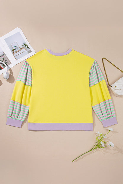 Yellow Stripe Colorblock Crewneck Sweatshirt — plus-size sweatshirt, Kothlis