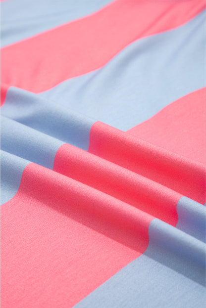 Blue Stripe Zip-Up Colorblock Pullover — plus-size sweatshirt, Kothlis