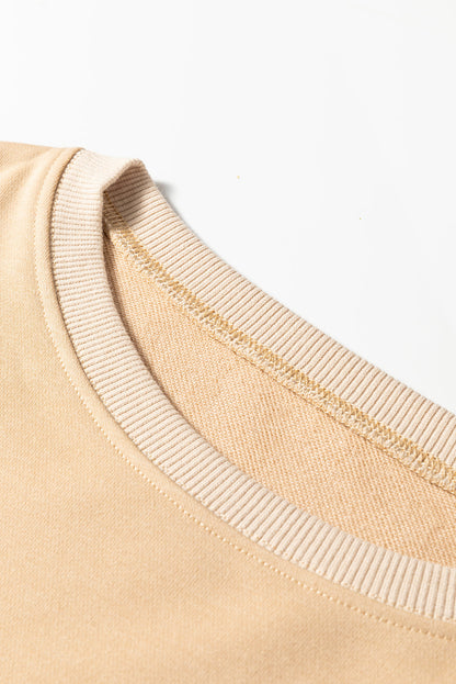 Khaki Floral Patchwork Relaxed Top — plus-size sweatshirt, Kothlis
