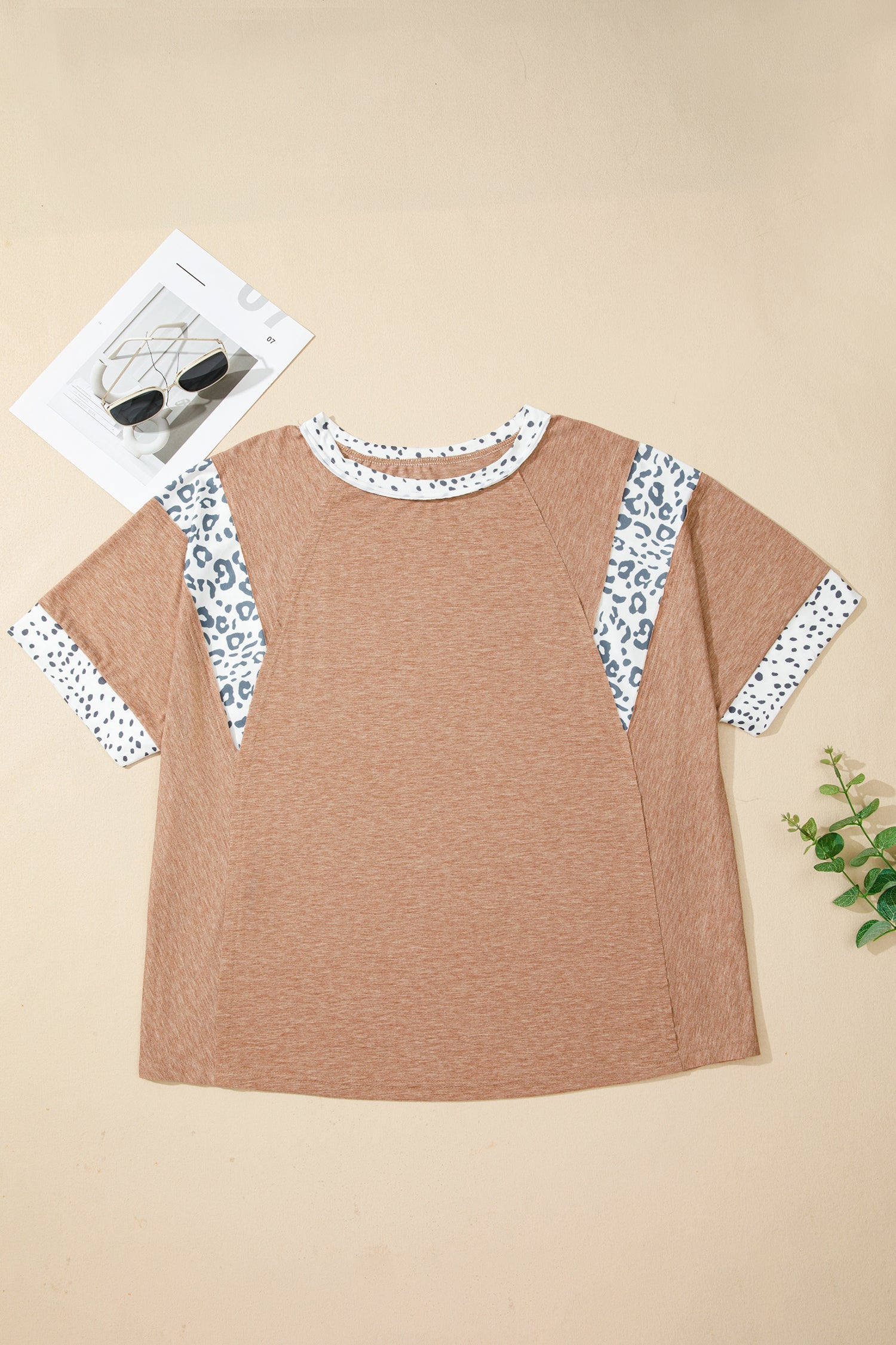 Abigail - Colorblock Patchwork Tee in Chestnut — plus-size top, Kothlis