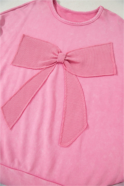 Bonbon Bowknot Waffle Sweatshirt - Mineral Wash — plus-size sweatshirt, Kothlis
