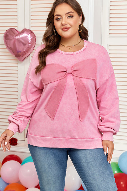 Bonbon Bowknot Waffle Sweatshirt - Mineral Wash — plus-size sweatshirt, Kothlis