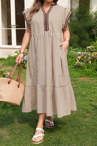 Nadia Flutter Sleeve Maxi PLUS Dress