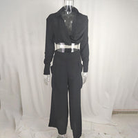 Women's Plus Size Wide Leg Elegant Pant Set