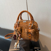 Women's PU Leather Pillow Bag – Crossbody & Handheld Purse with Rivet Detail